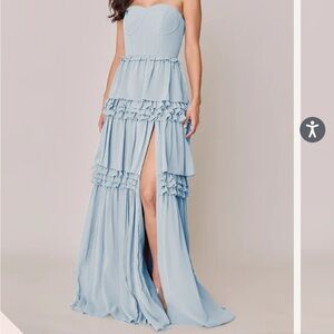 Revelry chiffon bridesmaid dress unaltered sky blue